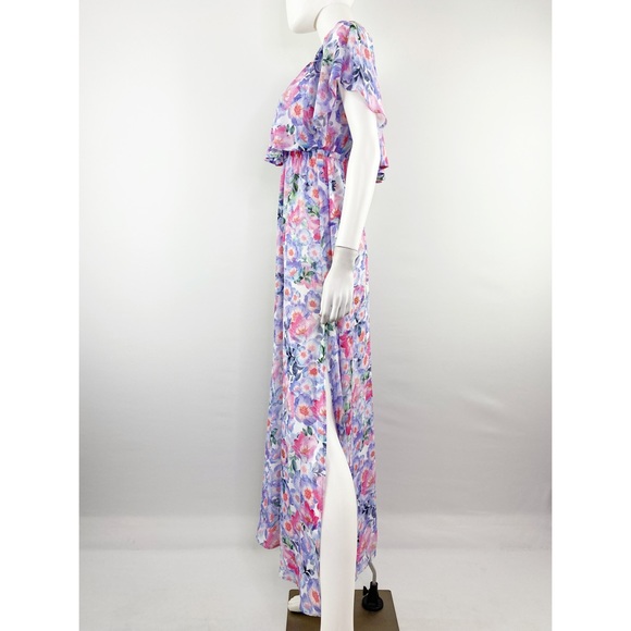 Show Me Your Mumu Size XS Purple Pink Floral Blouson Maxi Dress - Picture 4 of 7